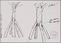 KT 2009 003
<br/>
Schets voor 'Tree on legs'
<br/>
<em>Buisman, Sjoerd (1948)</em>